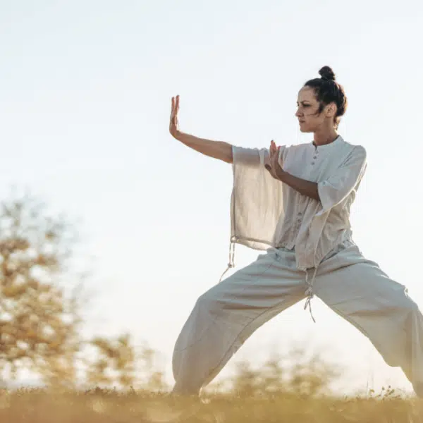 Teilnehmende üben Qi Gong Huichungong zur Stressreduktion und Gesundheitsförderung